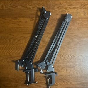 Set of 2- Adjustable Black Microphone Boom Arm Stand